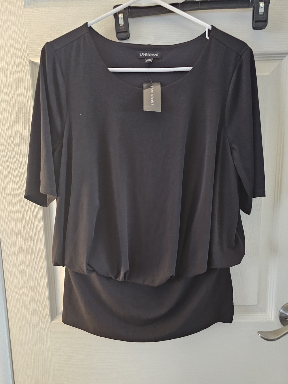 Lane Bryant Black Blouson Short Sleeve Pullover